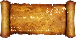Árvay Marica névjegykártya